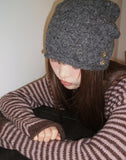 Yuon Button Knit Wool Beanie
