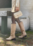 Sanded Suede Western Long Boots (5cm)