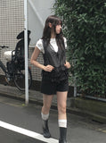 Seonu Dot See-through Layered Ribbon Sleeveless Blouse