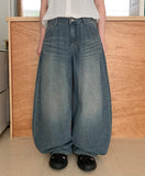 Mutella summer denim balloon wide pants
