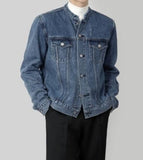 Round denim jacket