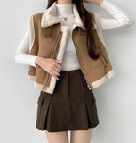 Full Fleece Brushed High Neck Buckle Mustang Vest