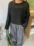 Jorit See-Through Strap Ribbon Long Sleeve Tee