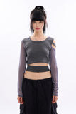 Storm cut out mesh hooded crop T-shirt