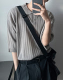 Summer Linen Ribbed Collar Knit