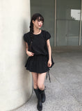 Keck Shirring Banding Short Sleeve Mini One Piece
