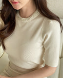 Tilli Pearl Neck Half Length Knit