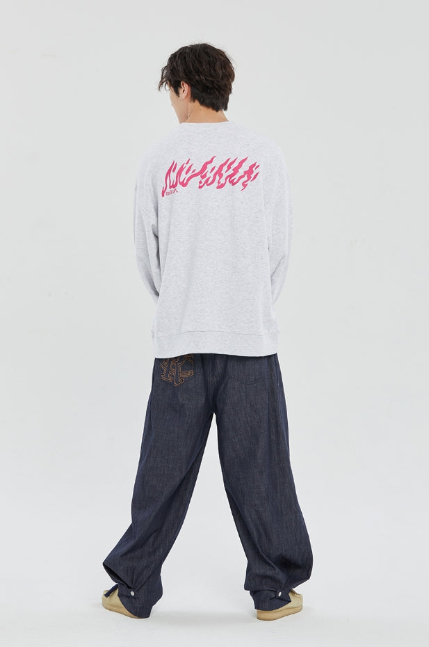 ★2023FW新作★ROMANTIC CROWN★BLAZE LOGO CREWNECK ROMANTIC CROWN (ロマンティック クラウン) - ブレイズロゴ