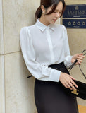 [Planning] Marinell Hidden Button Puff Shirt Blouse