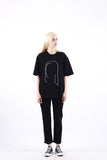 Minimal face Art Line Embroidery Short Sleeve