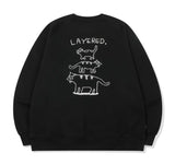 Layered Cat Embroidered Sweatshirt