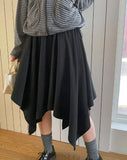 [BAONHAUS] Broa Unbalanced Layered Midi Skirt