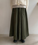 Doroni banding stitch long flare skirt