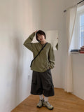 [unisex] Damok Henry Neck Waffle Over Long Sleeve Tee