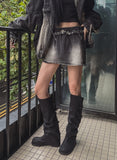 Denji unbalanced denim mini skirt