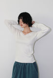 LACE TRIM V-NECK LONGSLEEVE