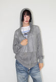 TWISTED KNIT HOOD ZIP-UP