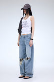 Rousey Damage Wide Jeans
