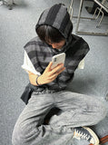 Stripe Mix Hooded Vest Knit