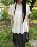 [MADE] Pooin Pleated Punching Short Sleeve Blouse