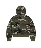 CAMO APPLIQUE CROP ZIP UP HOODIE
