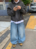 Nihin Washing Denim Wide Pants