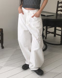 Noyal Ribbon Punching Stitch Wide Pants