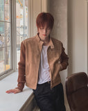 Laden Suede Knit Mix Crop Rider Jacket