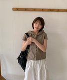 Ennew Crop Hood Short Sleeve Shirt
