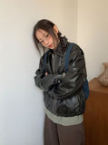 Cavit Cut Two-Way Washing Leather Jacket