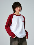 Dot Heart Raglan Long Sleeve T-Shirt