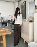 Merkit cut pintuck wide cotton pants