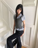 Apue Layered Short Sleeve Blouse