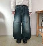 Kitona Cut Washing Denim Wide Pants