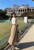 Polsyu belted flared long skirt
