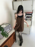 Koachi vintage lace slit layered mini one piece