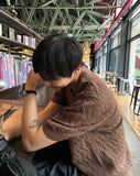 Cable knit short sleeve round ver