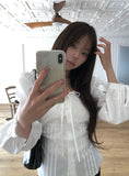 Kersey Ribbon Puff Pintuck Blouse
