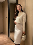 Lana Chiffon Rose Pearl Half-Turtleneck Knit