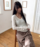 Ryudi slim wool ribbed V-neck knit