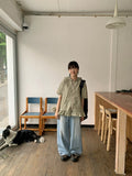 Kuhaka carpender washed light blue wide denim pants