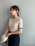 Sade Color Matching Short Sleeve Knit