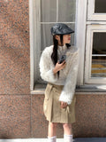 [MADE] Petyl Sailor Crop Mongle Fur Hook Cardigan