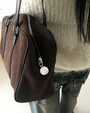Popat Suede Leather Combi Shoulder Bag