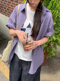 [unisex] Nayuhi Purple Short Sleeve Check Shirt