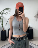 By ribbed halter sleeveless