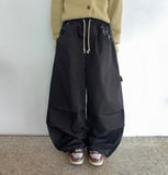 [Unisex] Kamna Carpenter Check Cotton Banding Wide Pants