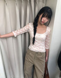 Leona Flower See-through Three Quarter T-shirt