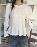 Shihol Dot Frill Layered Long Sleeve T-Shirt