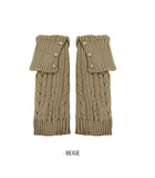 Wooden Button Cable Knit Leg Warmers